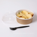 Custom Disposable Take out Kraft White Paper Salad Cake Bowl with lid